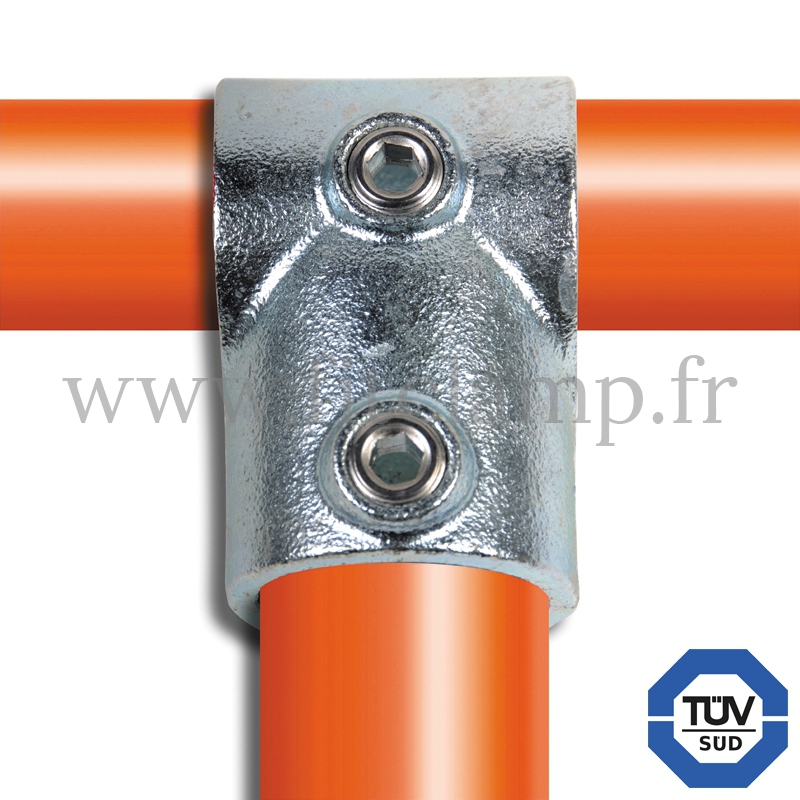 Raccord tubulaire, T court,  en acier galvanisé - Compatible 2 tubes. pour un assemblage tubulaire sans soudure. FiClamp