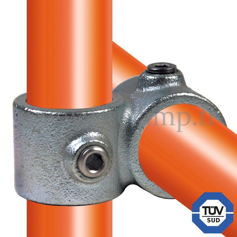 90° crossover tube clamp fitting 161 for tubular structures. FitClamp