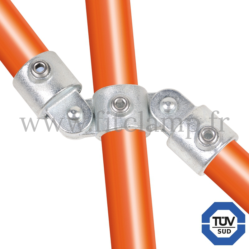 Rohrverbinder 167: Gelenkstück doppelt 180° vertikal für Rohrkonstruktion. FitClamp. Mit zweifacher Schutzverzinkung.