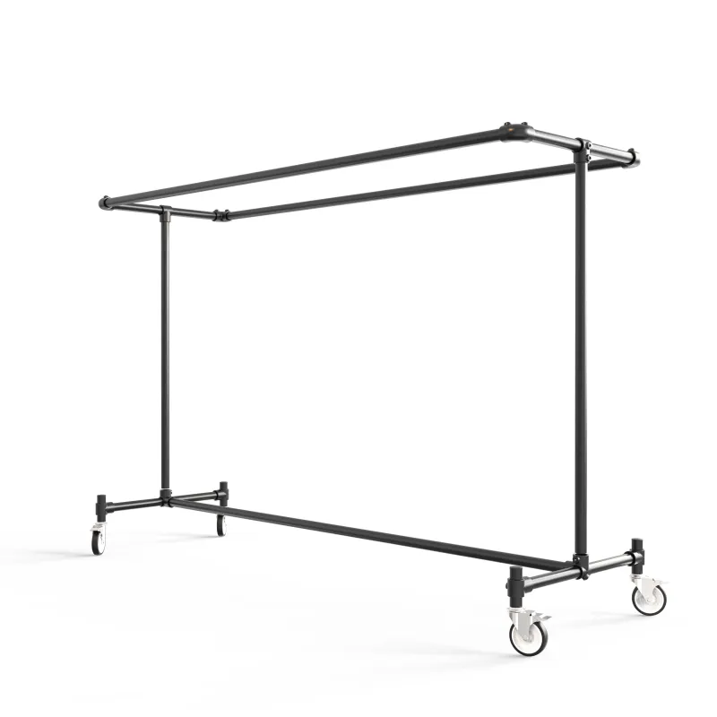 Black Double-width clothes rail. Fitclamp